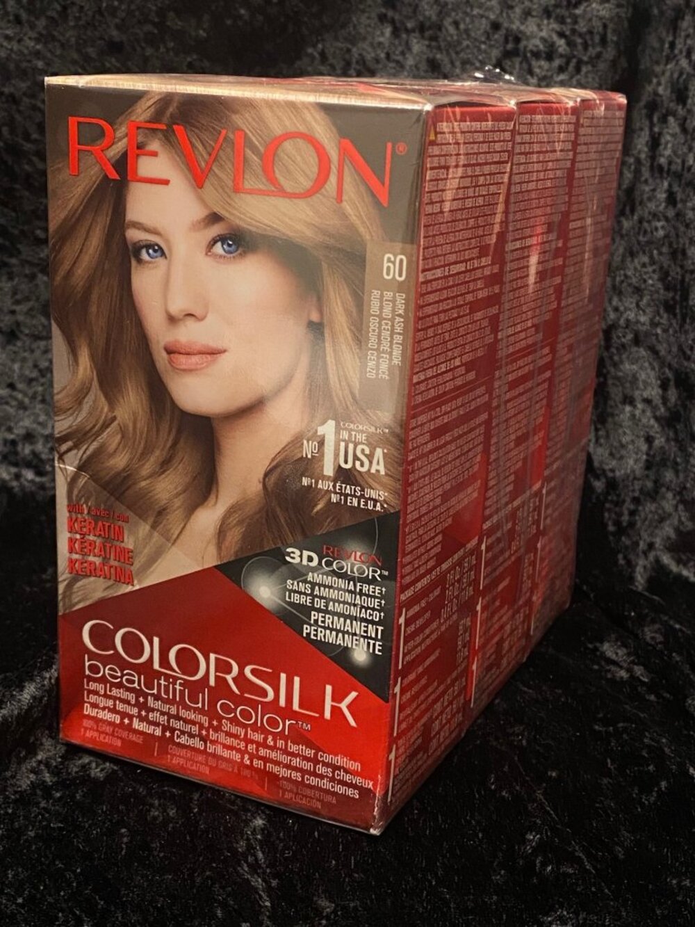 NEW 3 Pk REVLON ColorSilk Hair Color Bond Repair Keratin #60 Dark Ash Blonde
